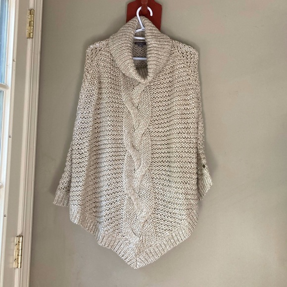 Eddie Bauer Tan Turtleneck Pullover Poncho XS/S - Picture 2 of 6